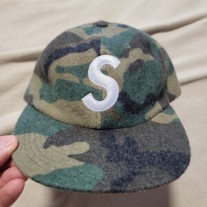 Supreme S logo circa 2015 OG wool 6 panel strap back cap